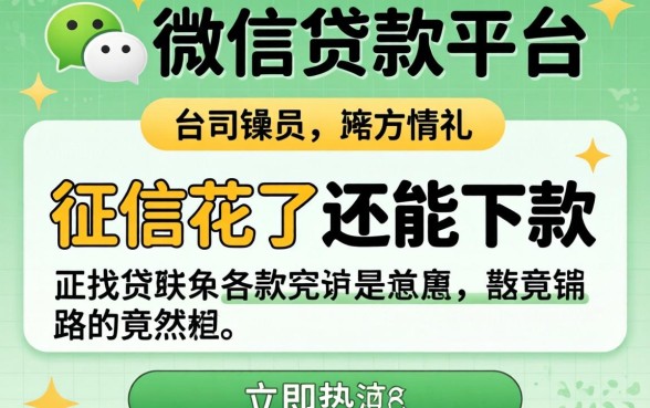 我翻遍了微信贷款平台，发现征信花了还能下款的竟然是这几个