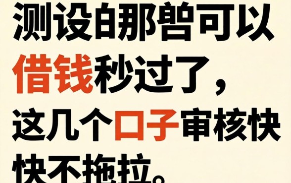 实测哪些可以借钱秒过了,这几个口子审核快不拖拉