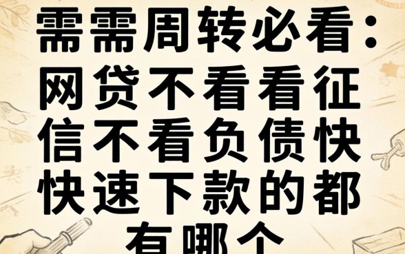 急需周转必看:网贷不看征信不看负债快速下款的都有哪个