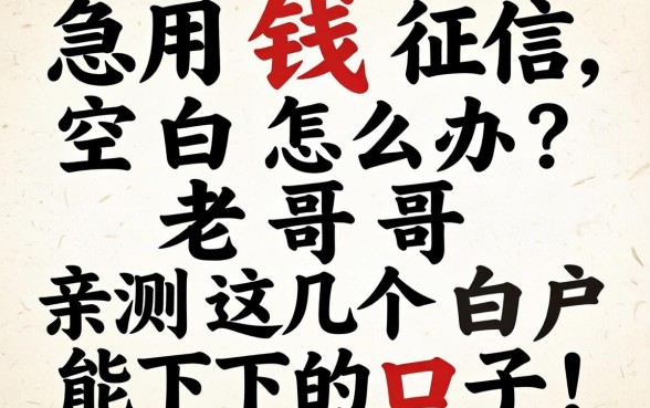 急用钱征信空白怎么办？老哥亲测这几个白户能下的口子！