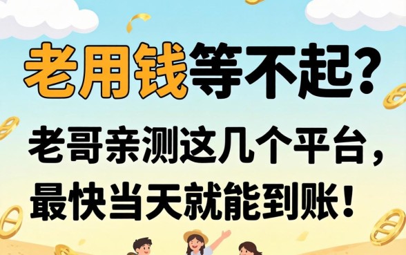 急用钱等不起？老哥亲测这几个平台，最快当天就能到账！