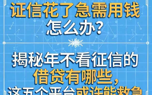 征信花了急需用钱怎么办？揭秘2026年不看征信的借贷有哪些，这五个平台或许能救急