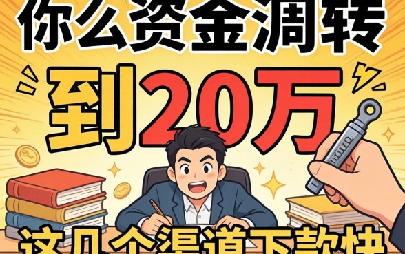 急需资金周转？教你怎么贷款到20万，这几个渠道下款快