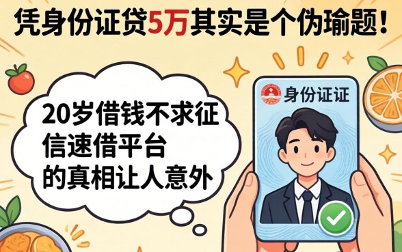 我翻遍全网发现，凭身份证贷5万其实是个伪命题，20岁借钱不求征信速借平台的真相让人意外