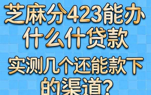 芝麻分423能办什么贷款？实测几个还能下款的渠道
