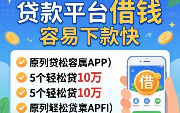哪个贷款平台借钱容易下款快，胪列5个轻松贷10万的app