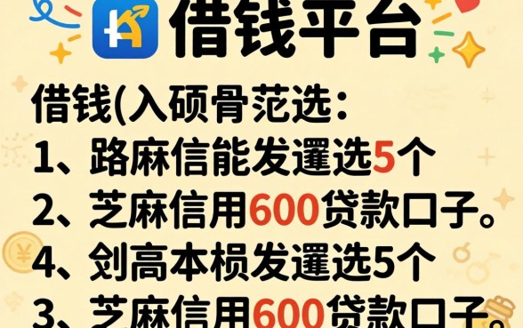 有没有哪些借钱平台，遴选5个芝麻信用600贷款口子
