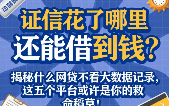 征信花了哪里还能借到钱？揭秘什么网贷不看大数据记录，这五个平台或许是你的救命稻草！