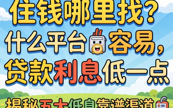 急需用钱哪里找？什么平台容易贷款利息低一点？揭秘五大低息靠谱渠道