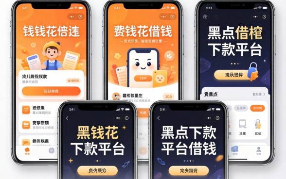 像提钱花的借钱软件，陈列五个黑户下款平台