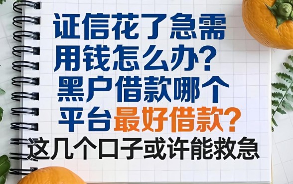 征信花了急需用钱怎么办？黑户借款哪个平台最好借款？这几个口子或许能救急