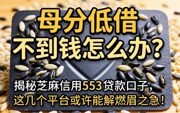 芝麻分低借不到钱怎么办?揭秘芝麻信用553贷款口子,这几个平台或许能解燃眉之急!