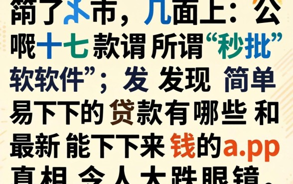 我试了市面上几十款所谓“秒批”软件，发现简单易下的贷款有哪些和最新能下来钱的app真相令人大跌眼镜