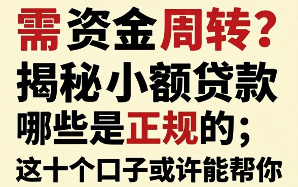 急需资金周转？揭秘小额贷款哪些是正规的，这十个口子或许能帮你