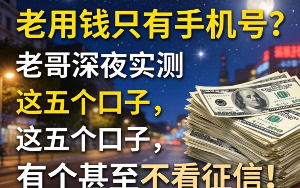 急用钱只有手机号？老哥深夜实测这五个口子，有个甚至不看征信！