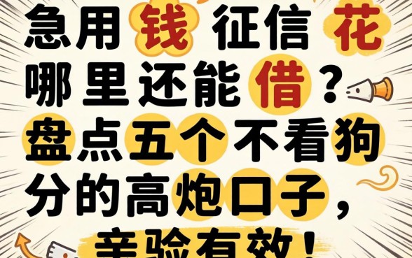 急用钱征信花哪里还能借？盘点五个不看狗分的高炮口子，亲测有效！