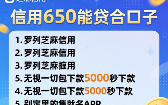芝麻信用650能贷的口子，罗列5个无视一切包下款5000秒下款的app