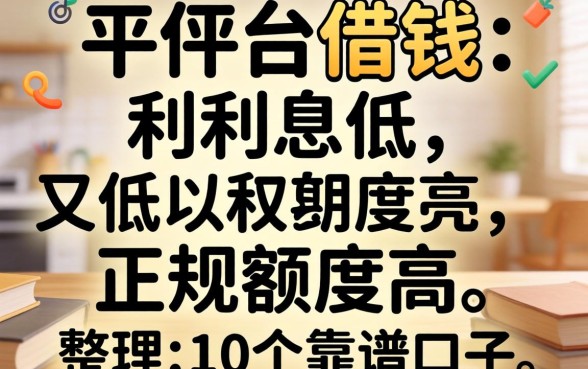 哪个平台借钱利息又低又正规额度高？整理了10个靠谱口子