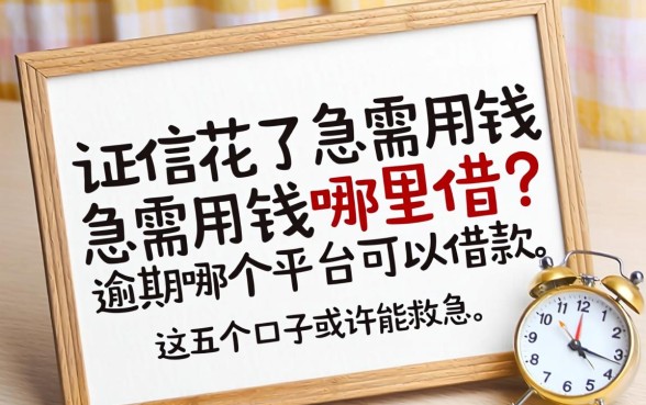 征信花了急需用钱哪里借？逾期哪个平台可以借款，这五个口子或许能救急