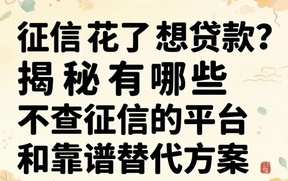 征信花了想贷款？揭秘有哪些不查征信的平台和靠谱替代方案
