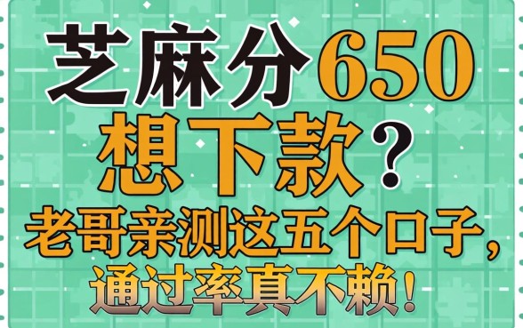 芝麻分650想下款？老哥亲测这五个口子，通过率真不赖！