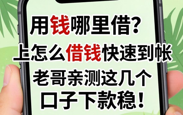 急用钱哪里借？手机上怎么借钱快速到帐，老哥亲测这几个口子下款稳！