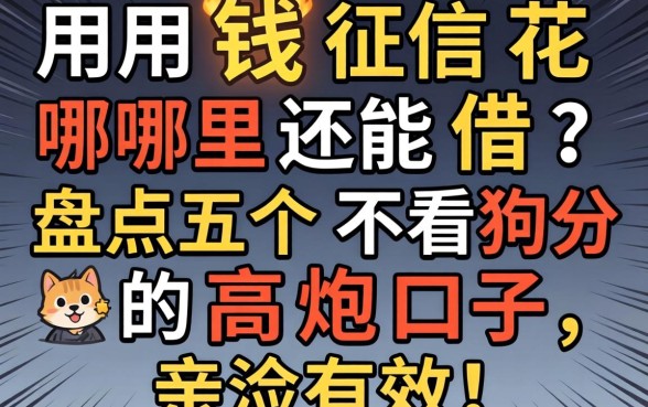 急用钱征信花哪里还能借？盘点五个不看狗分的高炮口子，亲测有效！