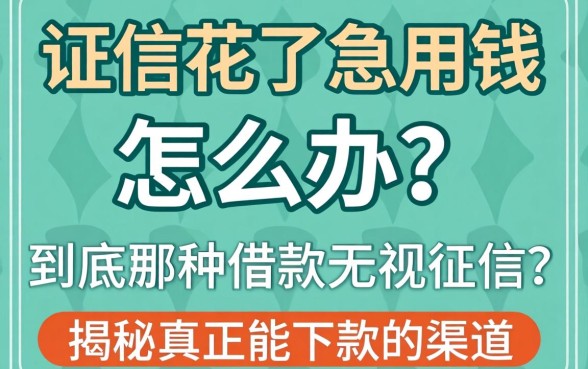 征信花了急用钱怎么办？到底哪种借款无视征信？揭秘真正能下款的渠道