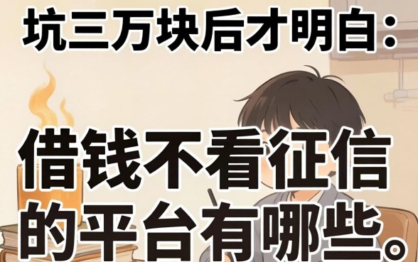 被坑三万块后才明白：借钱不看征信的平台有哪些呢