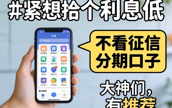 手头紧想找个利息低又不看征信的分期口子，大神们有推荐吗？