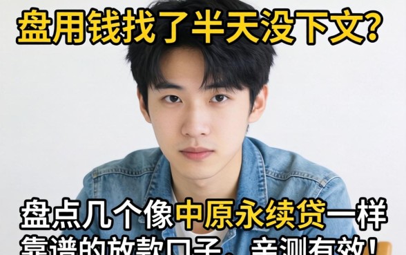 急用钱找了半天没下文？盘点几个像中原永续贷一样靠谱的放款口子，亲测有效！