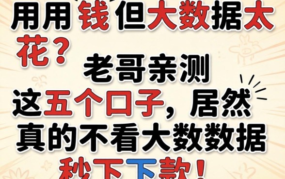 急用钱但大数据太花？老哥亲测这五个口子，居然真的不看大数据秒下款！