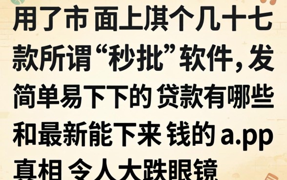 我试了市面上几十款所谓“秒批”软件，发现简单易下的贷款有哪些和最新能下来钱的app真相令人大跌眼镜