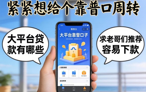 手头紧想找个靠谱口子周转,大平台贷款有哪些?求老哥们推荐几个容易下款的!