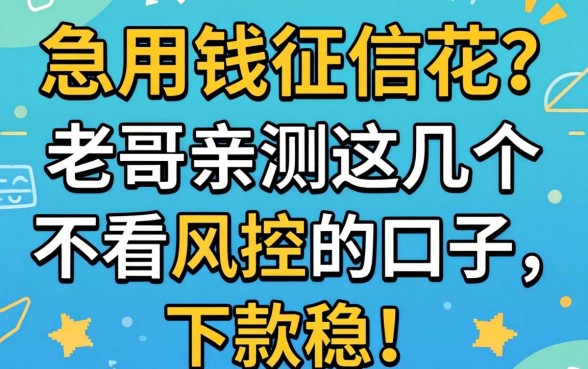 急用钱征信花？老哥亲测这几个不看风控的口子，下款稳！