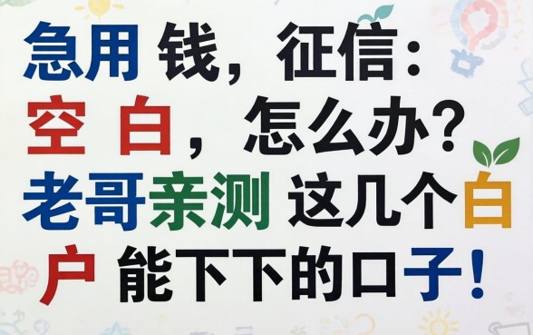 急用钱征信空白怎么办？老哥亲测这几个白户能下的口子！