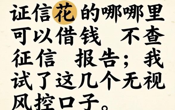 征信花哪里可以借钱不查征信报告，我试了这几个无视风控口子