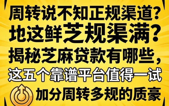 急需周转却不知正规渠道?揭秘芝麻贷款有哪些,这五个靠谱平台值得一试
