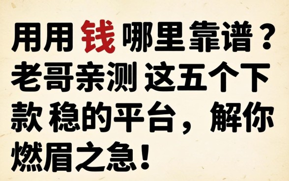 急用钱哪里靠谱？老哥亲测这五个下款稳的平台，解你燃眉之急！