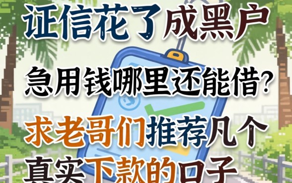 征信花了成黑户，急用钱哪里还能借？求老哥们推荐几个真实下款的口子！