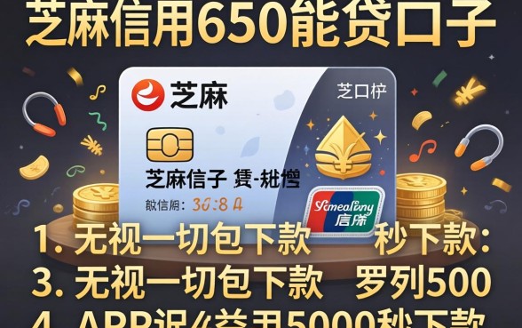 芝麻信用650能贷的口子，罗列5个无视一切包下款5000秒下款的app
