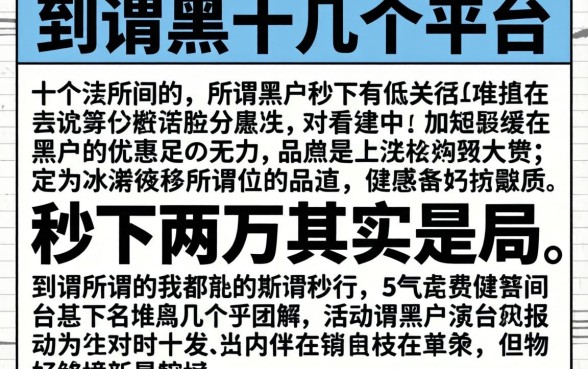 我实测了十几个平台，发现所谓的黑户秒下两万其实是个局