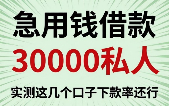 急用钱借款30000私人，实测这几个口子下款率还行