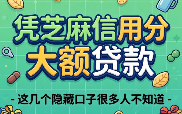 揭秘凭芝麻信用分的大额贷款，这几个隐藏口子很多人不知道