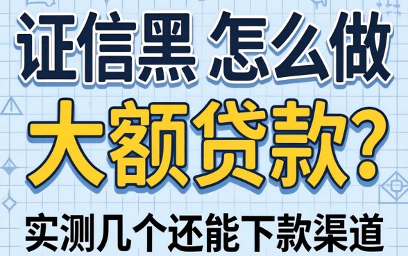 征信黑该怎么做大额贷款？实测几个还能下款的渠道
