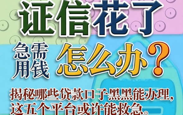 征信花了急需用钱怎么办？揭秘哪些贷款口子黑户能办理，这五个平台或许能救急