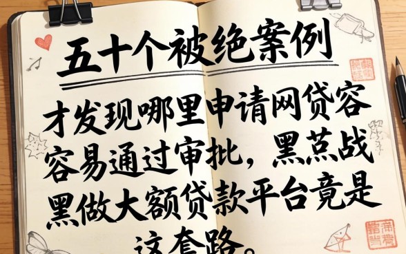 我翻了五十个被拒的案例，才发现哪里申请网贷容易通过审批，黑户做大额贷款平台竟是这套路