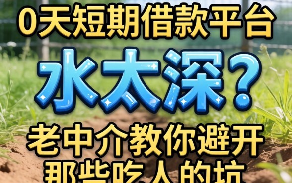 30天短期借款平台水太深？老中介教你避开那些吃人的坑