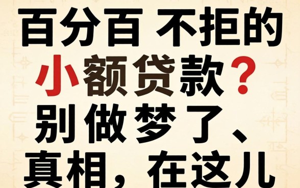 2026年百分百不拒的小额贷款？别做梦了，真相在这儿