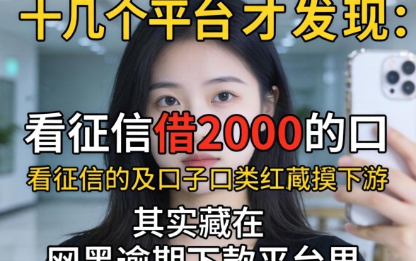 我试了十几个平台才发现，不看征信借2000的口子其实藏在网黑逾期下款平台里